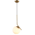 Candelabro decorativo de metal dourado com globo de vidro pendente